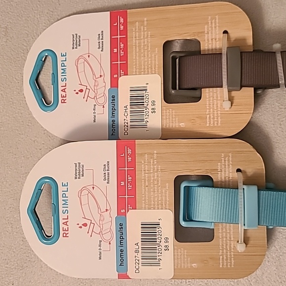 REAL SIMPLE BRAND SMALL BLUE & GRAY RUBBERIZED DOG COLLARS NECK SIZE 8"-12" - Picture 6 of 6